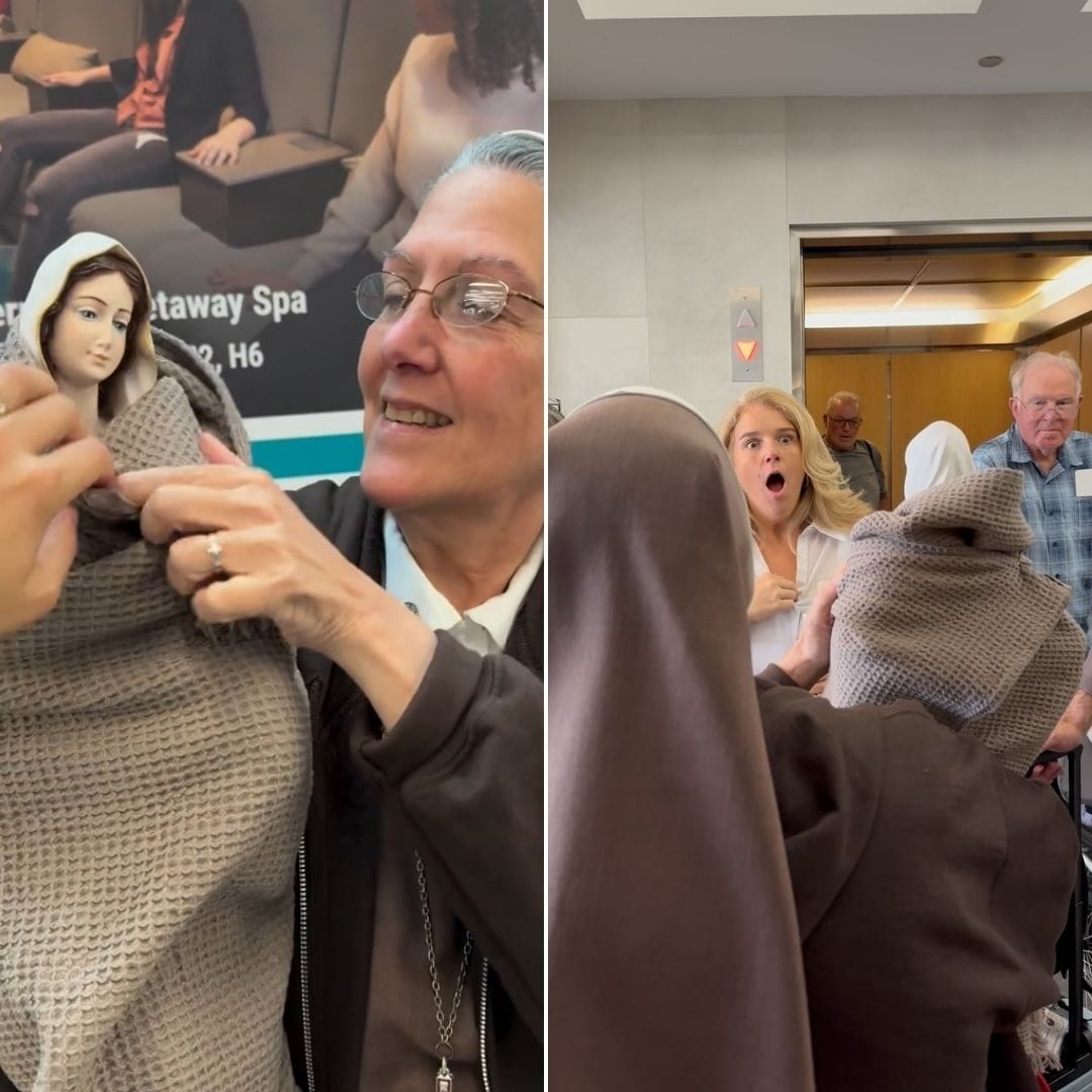 Suore portano una Statua della Vergine Maria in Aeroporto conquistando il Cuore di Molti