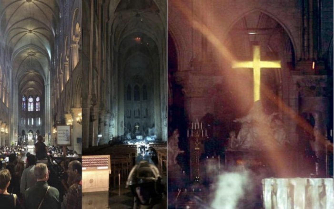 Notre Dame, prima messa dopo l’incendio con il casco