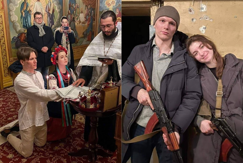 Coppia Ucraina si sposa prima di combattere per il proprio Paese