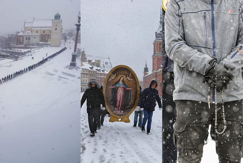 Le Impressionanti Immagini della Processione sulla Neve in Polonia
